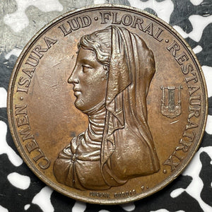 1882 France Toulouse Clemence Isaura Flower Games Medal Lot#JM6315 36mm