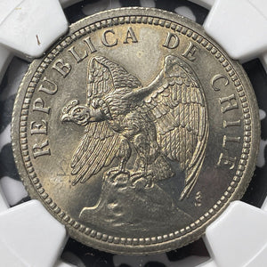 1933-So Chile 1 Peso NGC MS65 Lot#G6846 Gem BU!