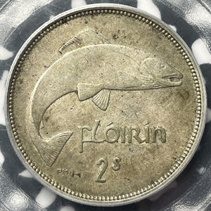 1933 Ireland 1 Florin PCGS AU53 Lot#G6675 Silver!