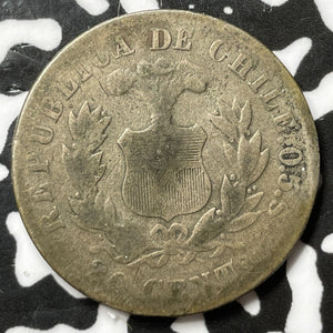 1892 Chile 20 Centavos Lot#D6707 Silver!