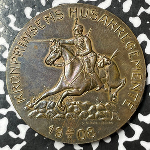 1908 Sweden 150th Anniversary Royal Hussars Regiment Medal Lot#JM6088 45mm