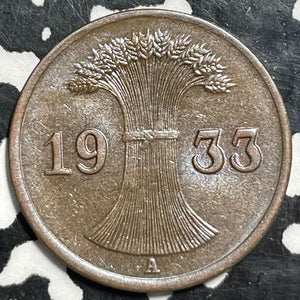 1933-A Germany 1 Pfennig Lot#V9962 High Grade! Beautiful!