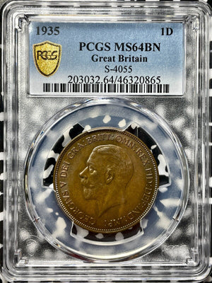 1935 Great Britain 1 Penny PCGS MS64BN Lot#G4473 Choice UNC! S-4055