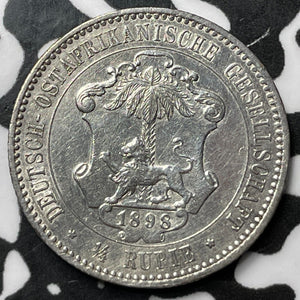 1898 German East Africa 1/4 Rupie Lot#JM6558 Silver! Nice Detail, Cleaned