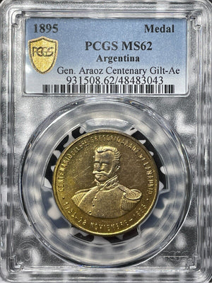 1895 Argentina General Gregorio Aráoz Centennial Medal PCGS MS62 Lot#G6168