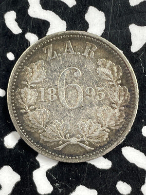 1895 South Africa 6 Pence Sixpence Lot#M2387 Silver!