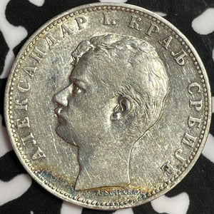 1897 Serbia 1 Dinar Lot#M9008 Silver! Nice!