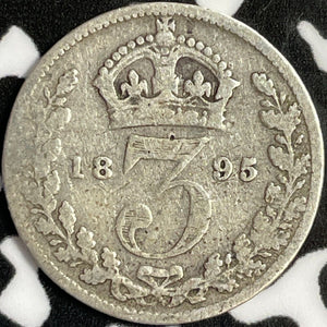 1895 Great Britain 3 Pence Threepence Lot#D5568 Silver!