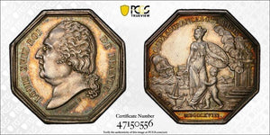 (1845-60) France Paris Louis XVIII Jeton PCGS MS62 Lot#G5569 Silver! 30mm