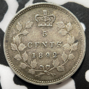 1892 Canada 5 Cents Lot#JM6013 Silver! Nice! Semi-Key Date!