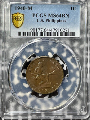 1940-M U.S. Philippines 1 Centavo PCGS MS64BN Lot#G5284 Choice UNC!