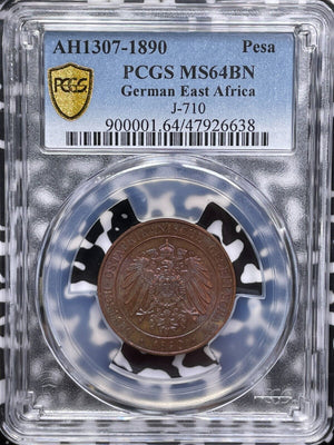 AH 1307 (1890) German East Africa 1 Pesa PCGS MS64BN Lot#G5113 Choice UNC! J-710