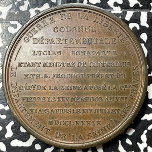 AN VIII (1800) France Napoleon Siene Column Erection Medal Lot#OV624 60mm