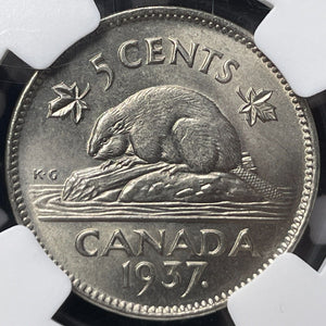 1937 Canada 5 Cents NGC MS66 Lot#G6409 Gem BU! Top Graded!