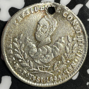 1854 Bolivia 1 Sol Proclamation Lot#M9505 Silver! Holed