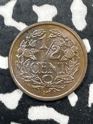 1936 Netherlands Half Cent 1/2 Cent Lot#M0997 High Grade! Beautiful!