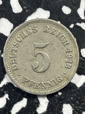 1913-F Germany 5 Pfennig Lot#M0851