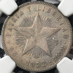 1932 Caribbean 20 Centavos NGC XF45 Lot#G3705 Silver! Key Date!