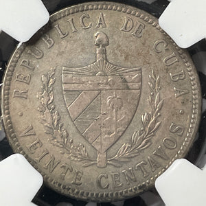 1932 Caribbean 20 Centavos NGC XF45 Lot#G3705 Silver! Key Date!