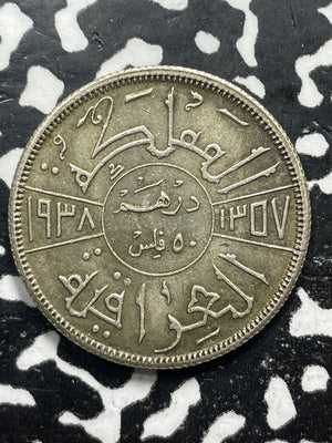 1938-I Iraq 50 Fils Lot#M0253 Silver! Nice!