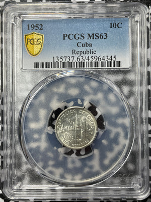 1952 Caribbean 10 Centavos PCGS MS63 Lot#G3793 Silver! Choice UNC!