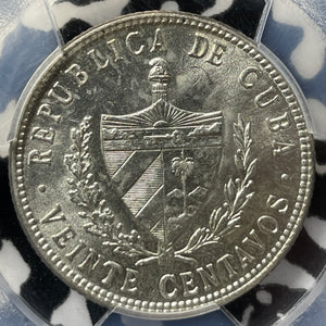 1948 Caribbean 20 Centavos PCGS MS63 Lot#G4276 Silver! Choice UNC!